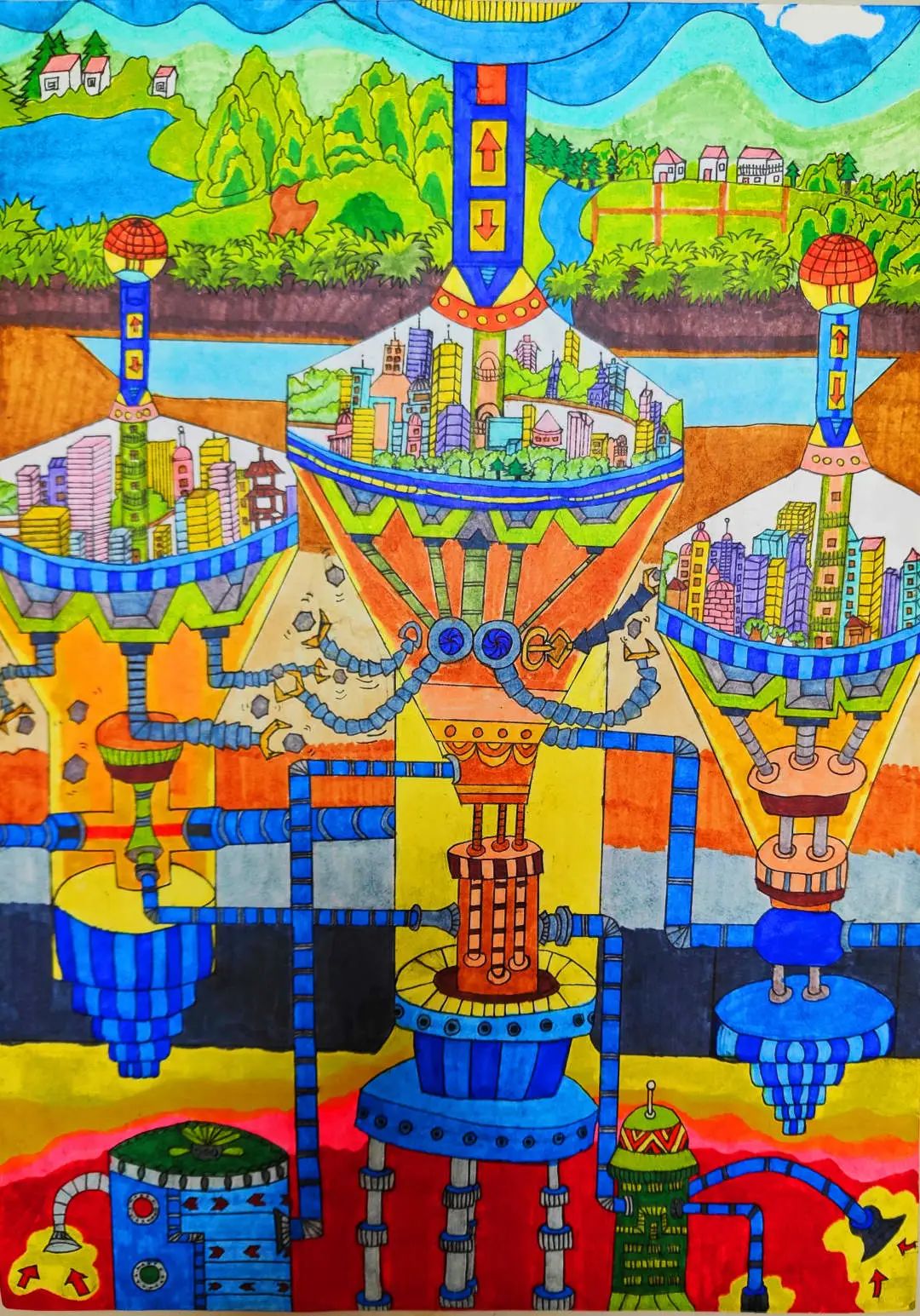 “保护环境 人与自然和谐共生”绘画简单好看-第1张