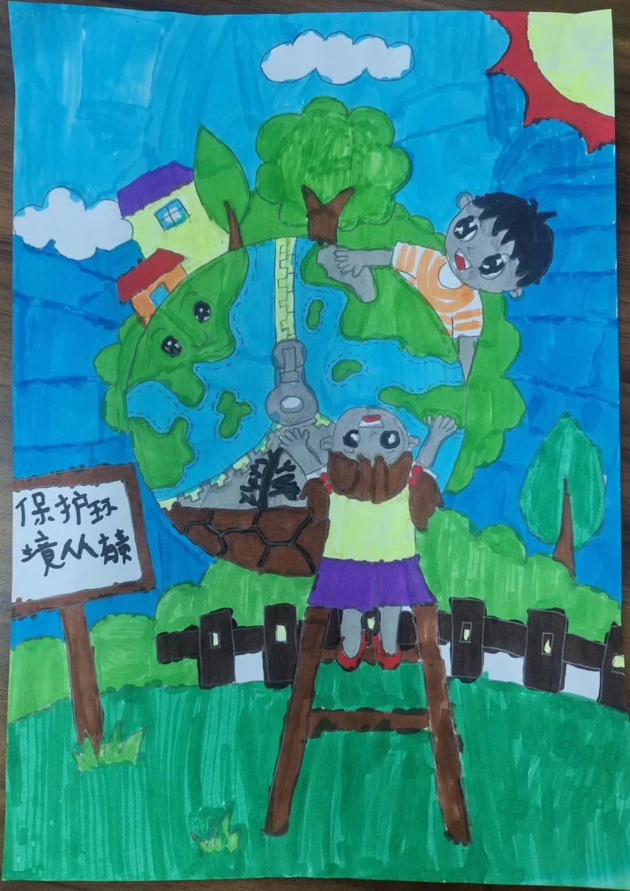 “美丽中国 我是行动者”环保主题儿童画-第5张