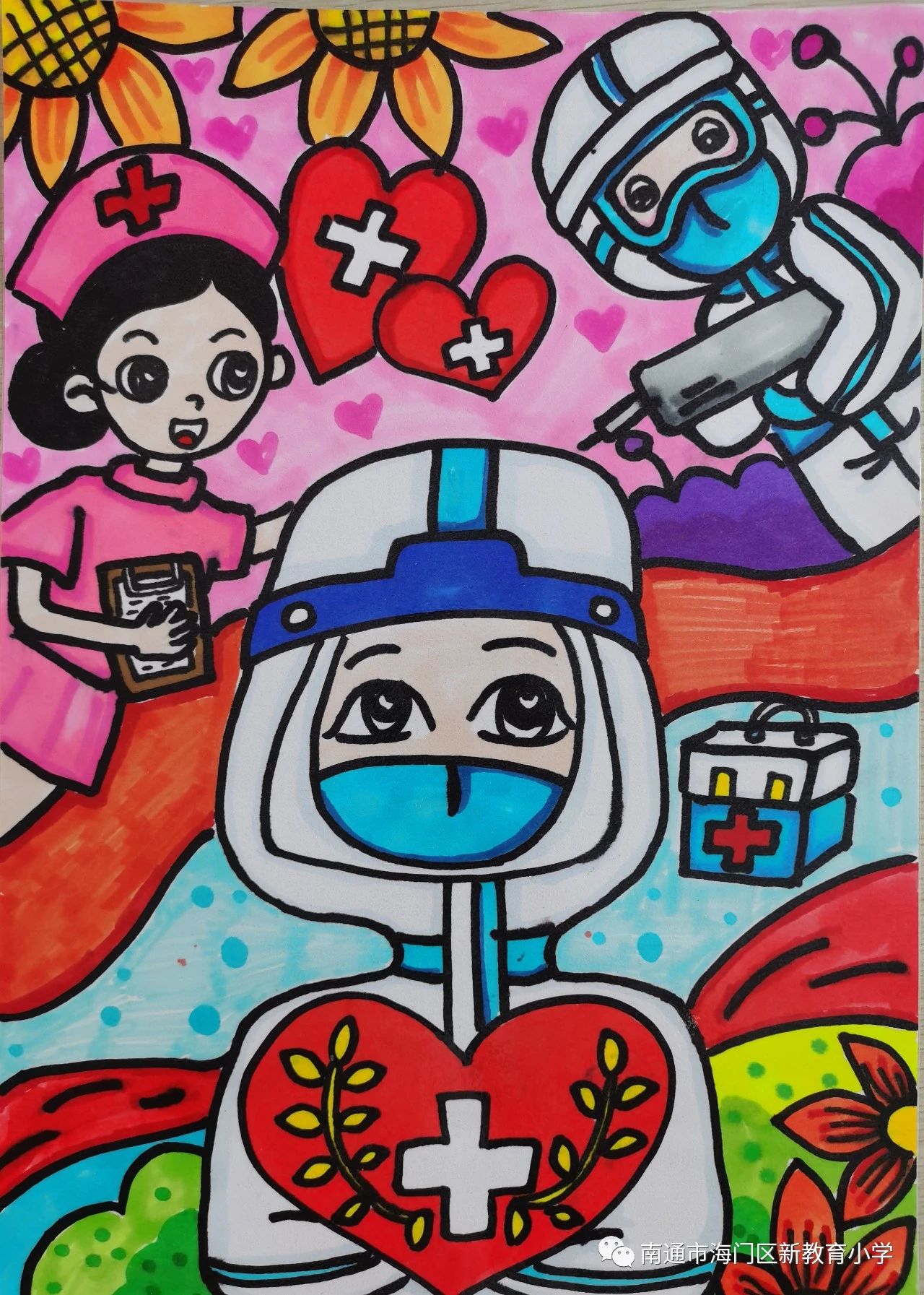 小学生有关红十字会的儿童画