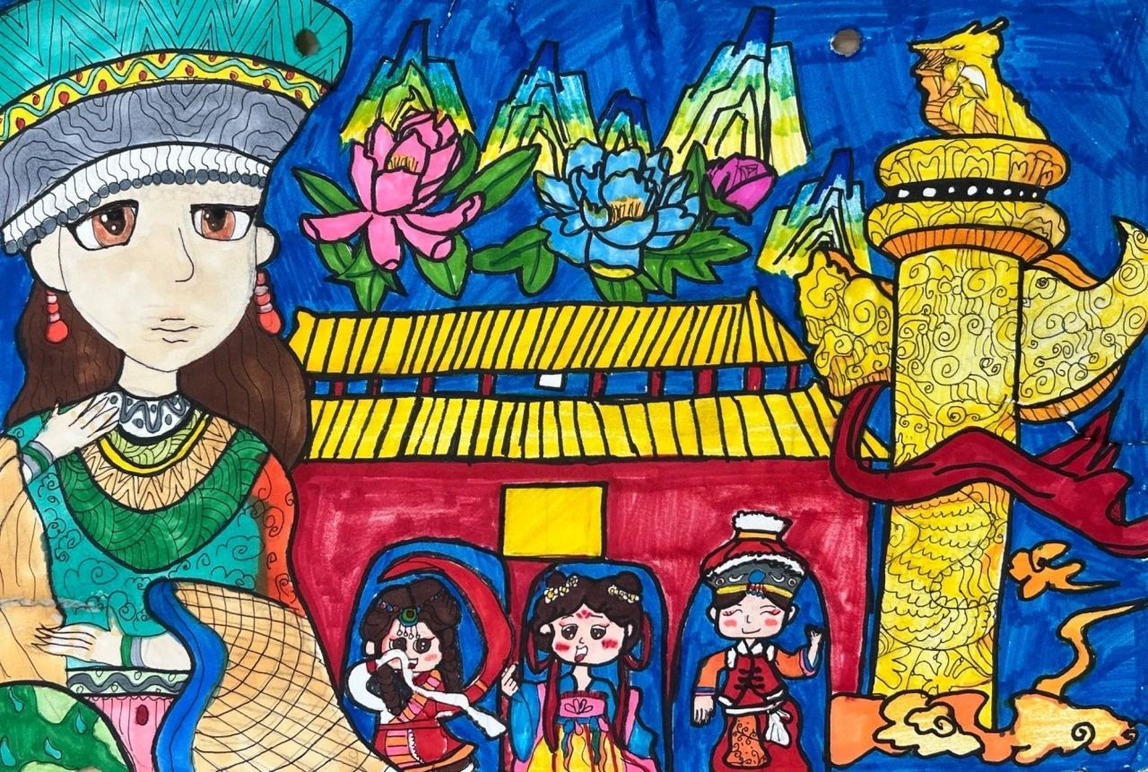 “童心绘画卷 民族一家亲”儿童画优秀作品-第3张