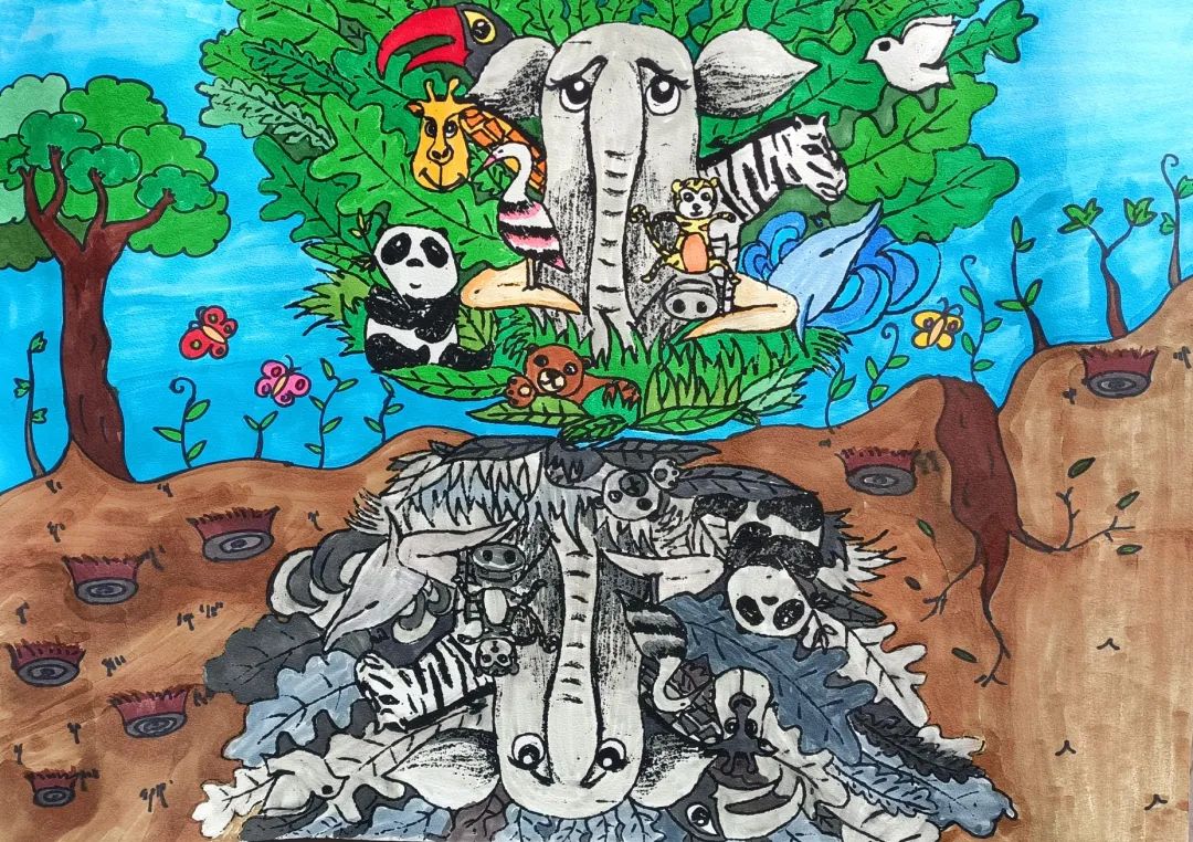 “放飞绿色梦想 保护地球未来”儿童绘画-第9张