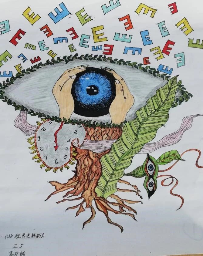 护眼日 护眼睛 防近视主题儿童画-第5张