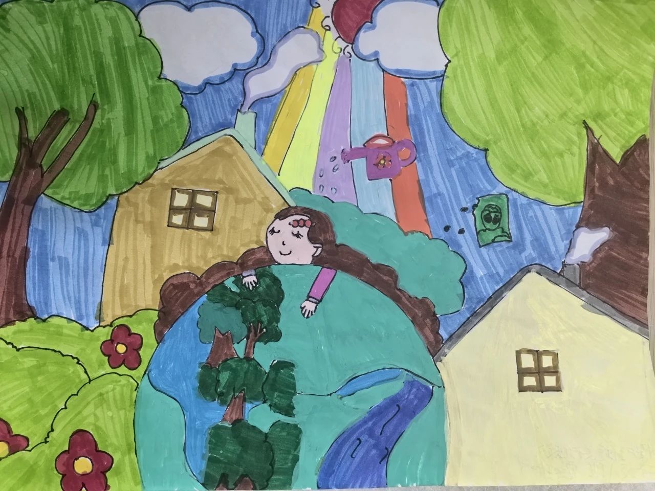 “爱绿护绿 保护地球”环保主题儿童画-第4张