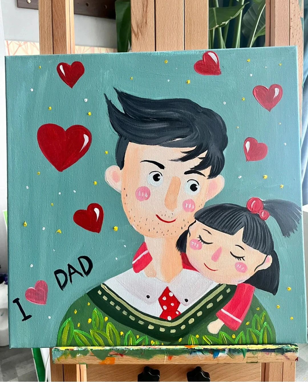 简单好看的父亲节主题儿童画（5张）