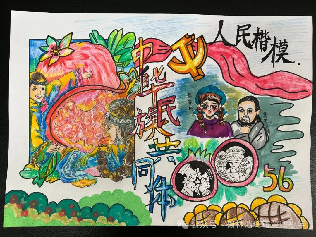 《各族儿童心向党 民族团结一家亲》儿童画-第5张