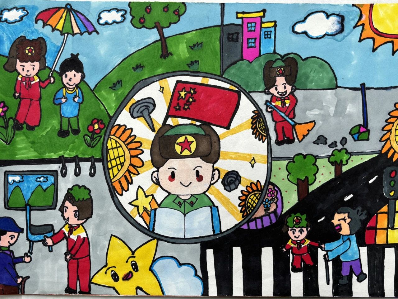 “传承雷锋精神 争做时代先锋”儿童画-第2张