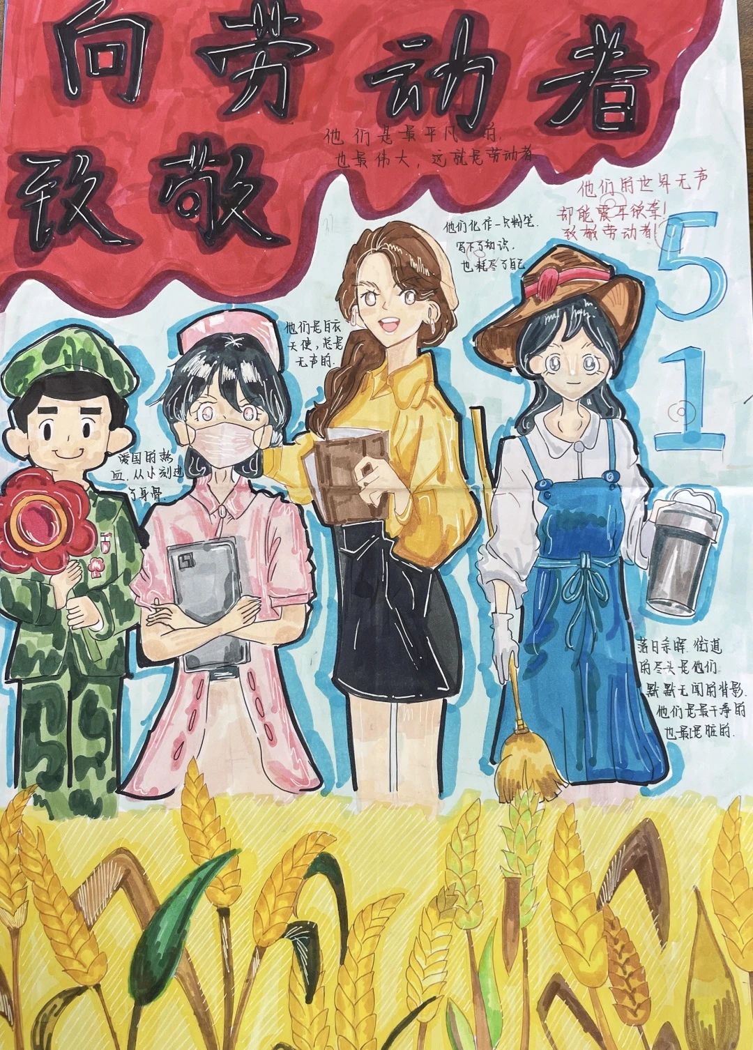 《奉献最美 劳动光荣》“五一”劳动节主题绘画-第5张