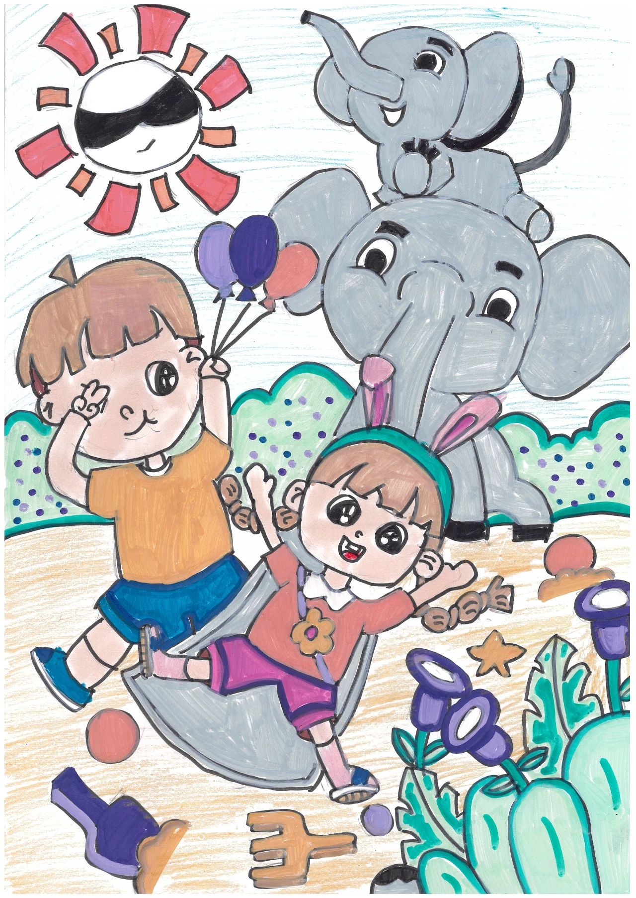小学生六一儿童节绘画作品（5张）
