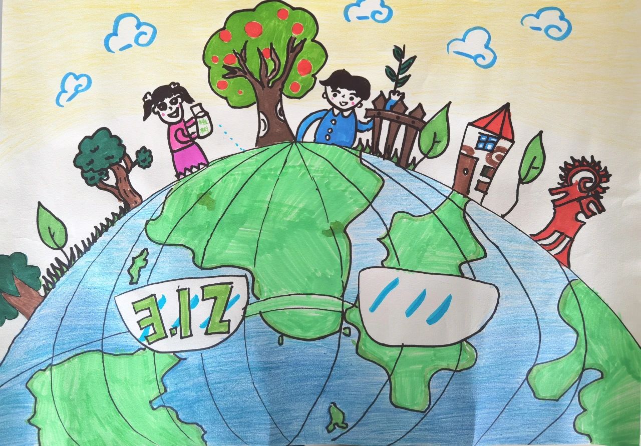 “感恩自然 保护环境”植树节绘画（8张）