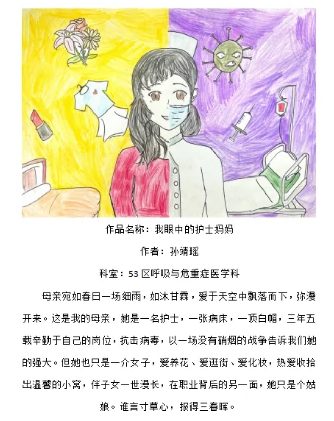 白衣逐光 翰墨溢彩2024护士节绘画作品《我的妈妈》