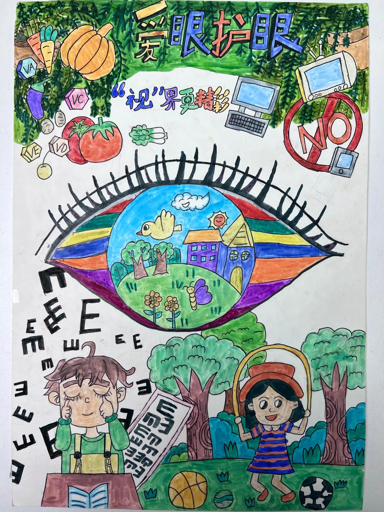 6张爱眼护眼主题儿童画绘画