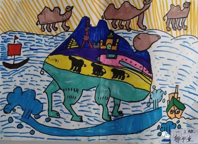 孩子们画笔下的“一带一路”绘画图片-第3张