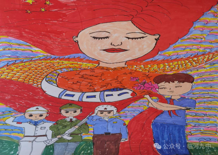 “星星火炬耀光芒 颗颗童心永向党 ”优秀绘画作品-第3张