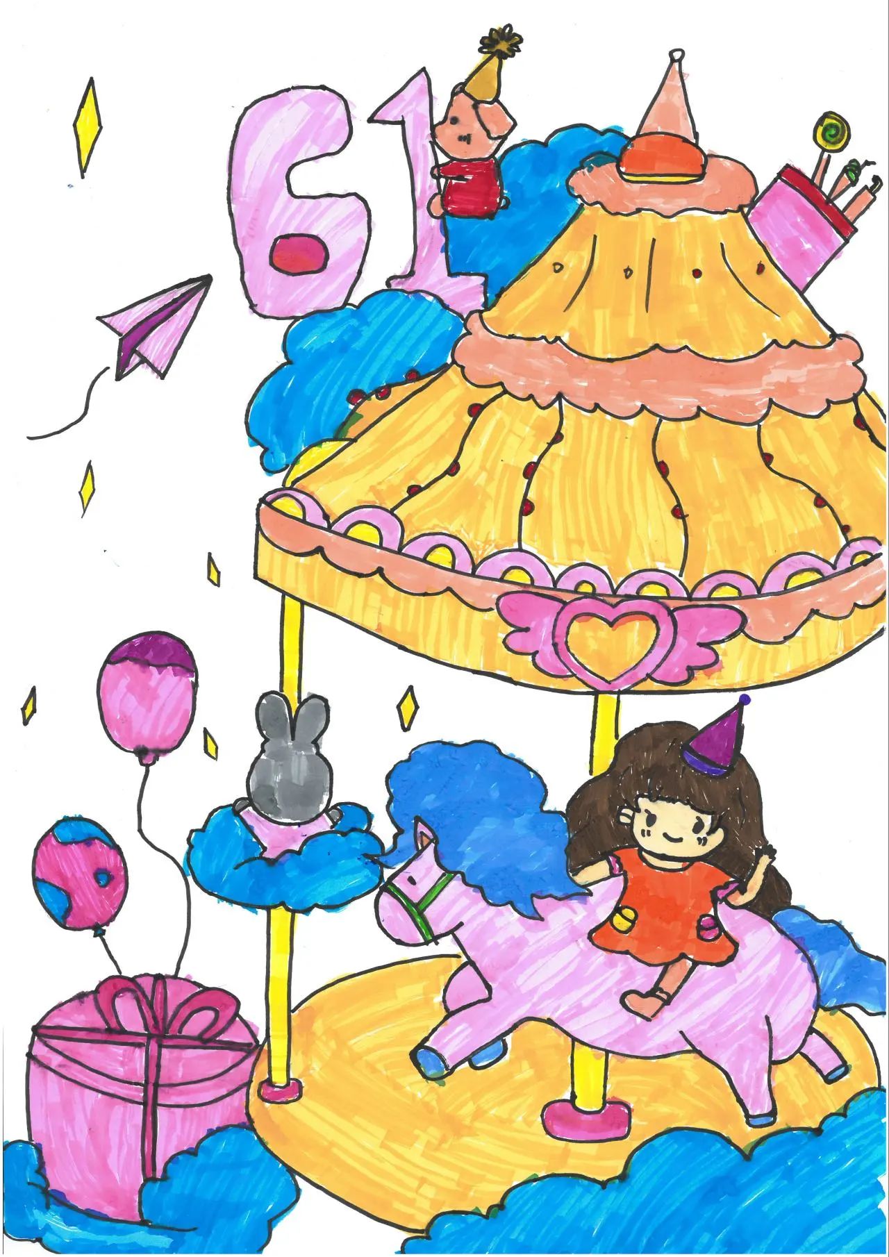 “童心童画 欢庆六一”儿童节绘画5张