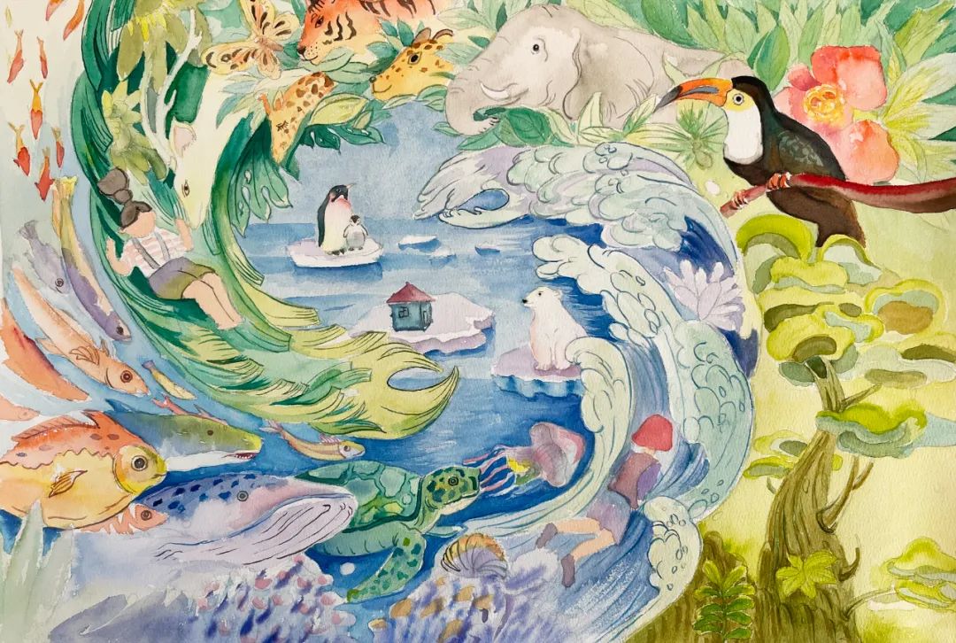“放飞绿色梦想 保护地球未来”儿童绘画-第4张