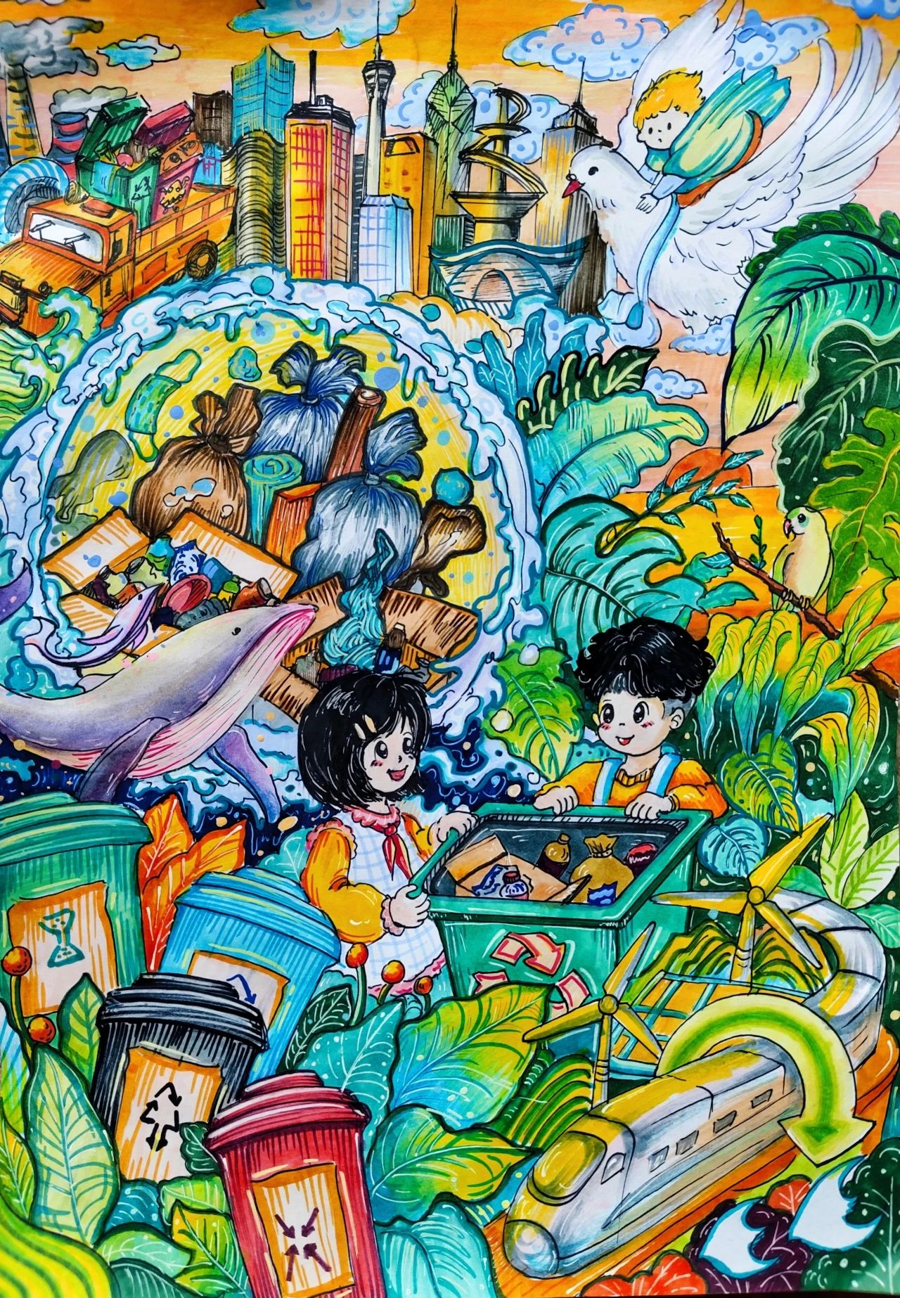 “万物复苏 童心启航”地球日创意绘画作品-第7张