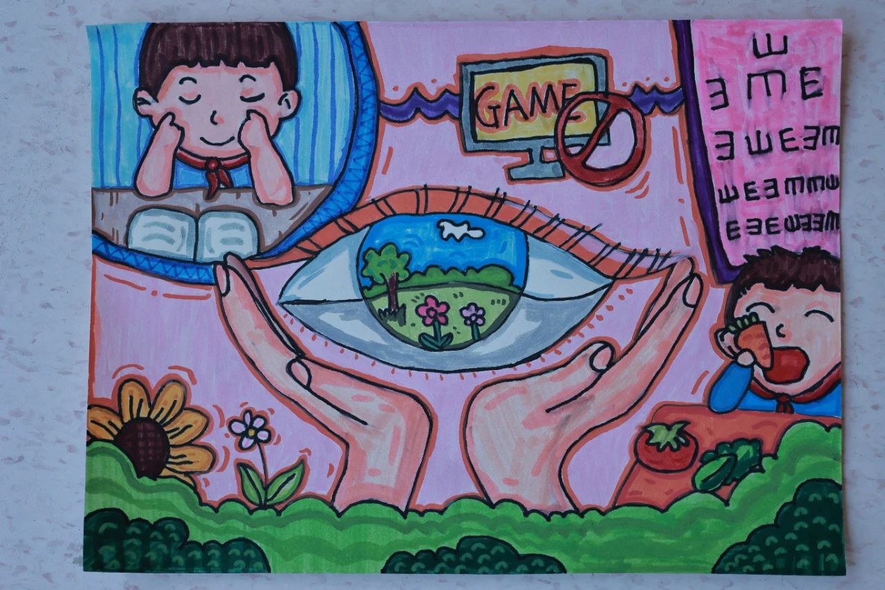 4张爱眼护眼绘画“关注眼健康 生活更睛彩”