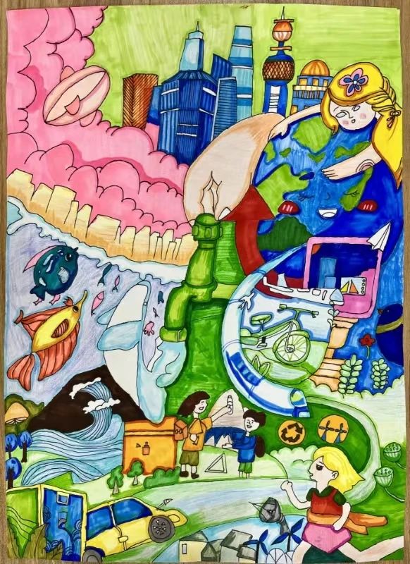 6张世界环境日绘画作品“爱护环境 守护家园”
