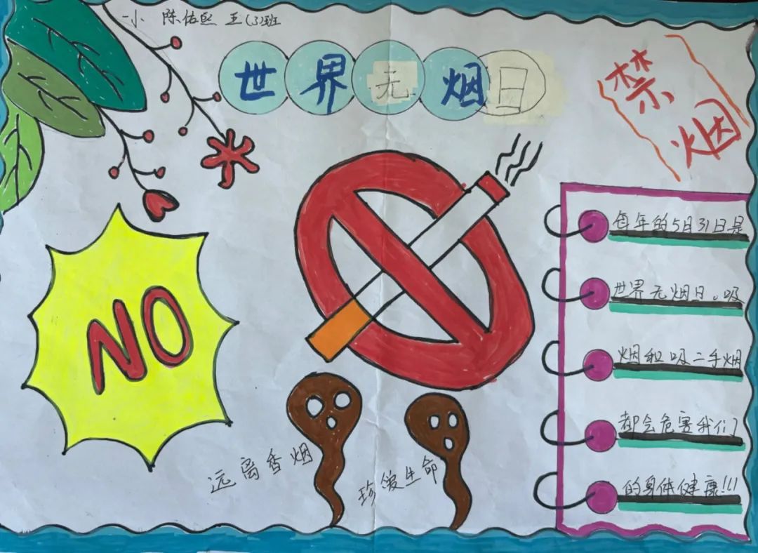 “无烟校园 你我共建 无烟青春 你我共享”531无烟日儿童画-第3张