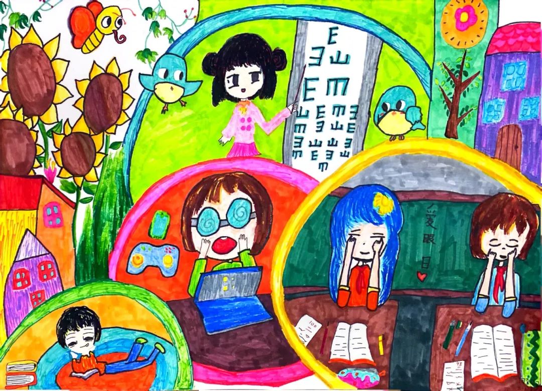 “睛”心呵护 守护光明未来——小学爱眼日绘画作品-第4张