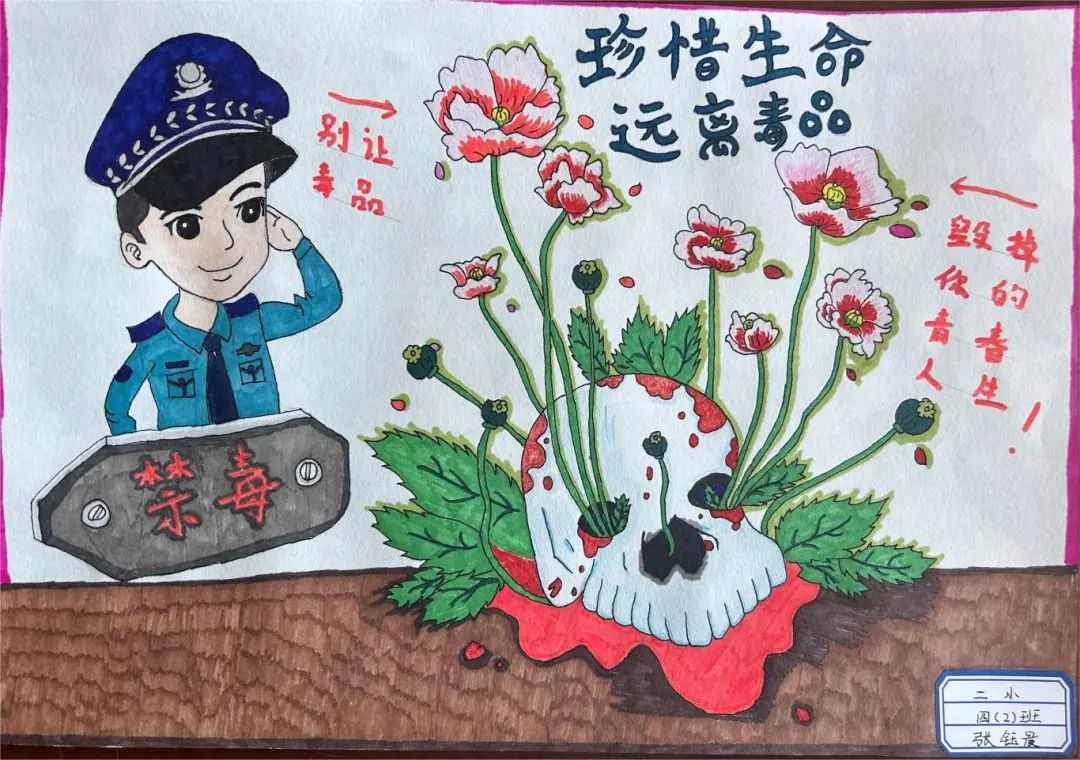 “拒绝毒品 珍爱生命与青春”儿童画-第1张
