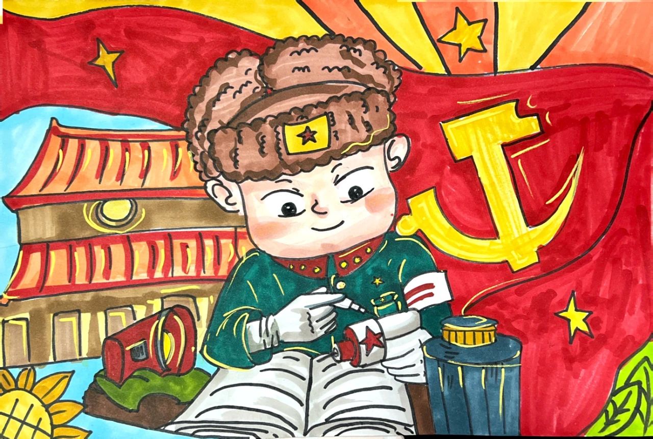 “鲜红领巾伴成长 雷锋精神永相传”绘画精选-第1张