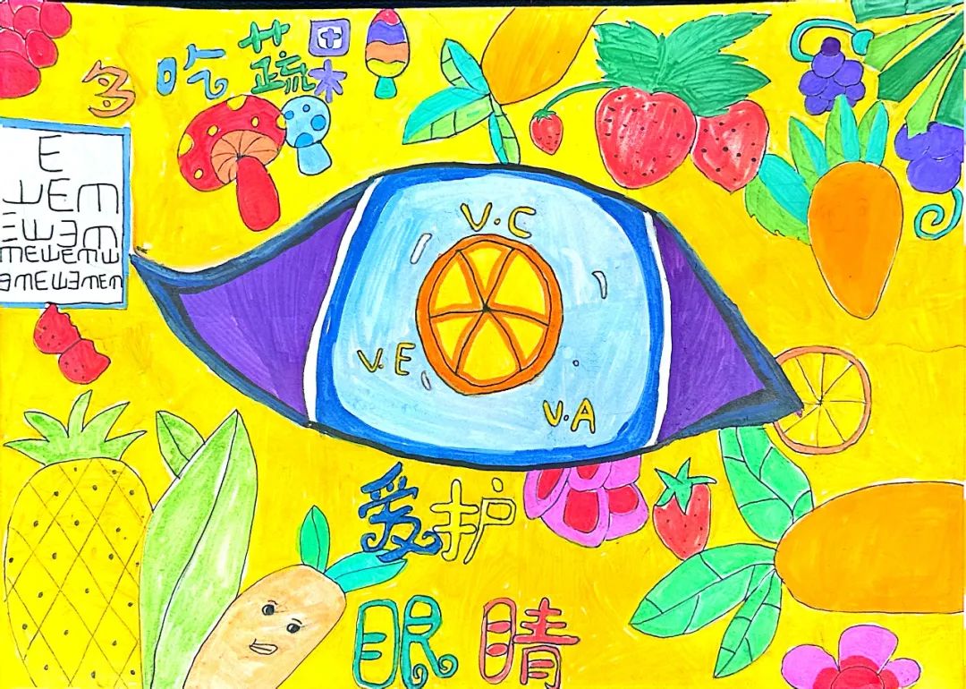 5张小学爱眼日儿童创意绘画作品