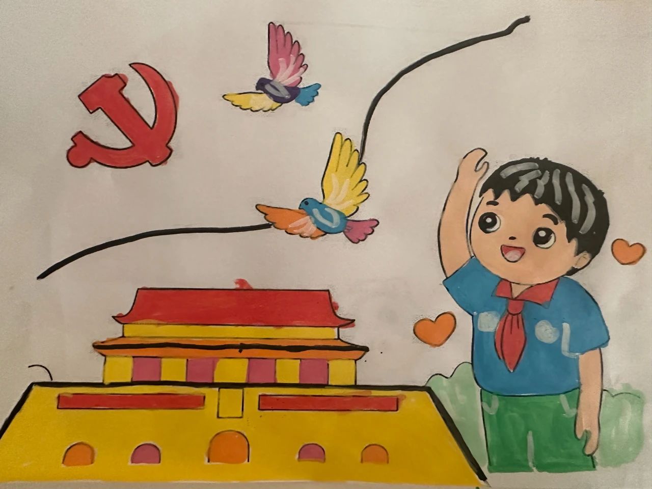 《童心向党颂祖国》2024最新国庆节儿童画-第3张