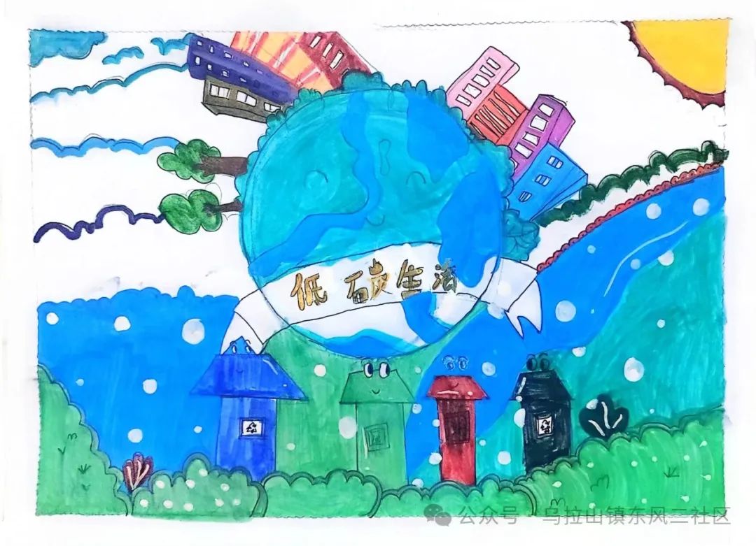 简单好看的地球日儿童画——“同一个地球 绿色的家园”-第4张