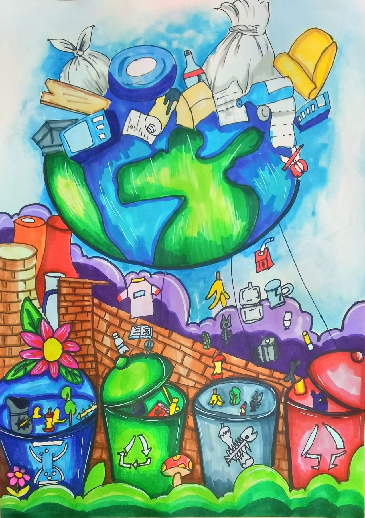 “万物复苏 童心启航”地球日创意绘画作品-第5张