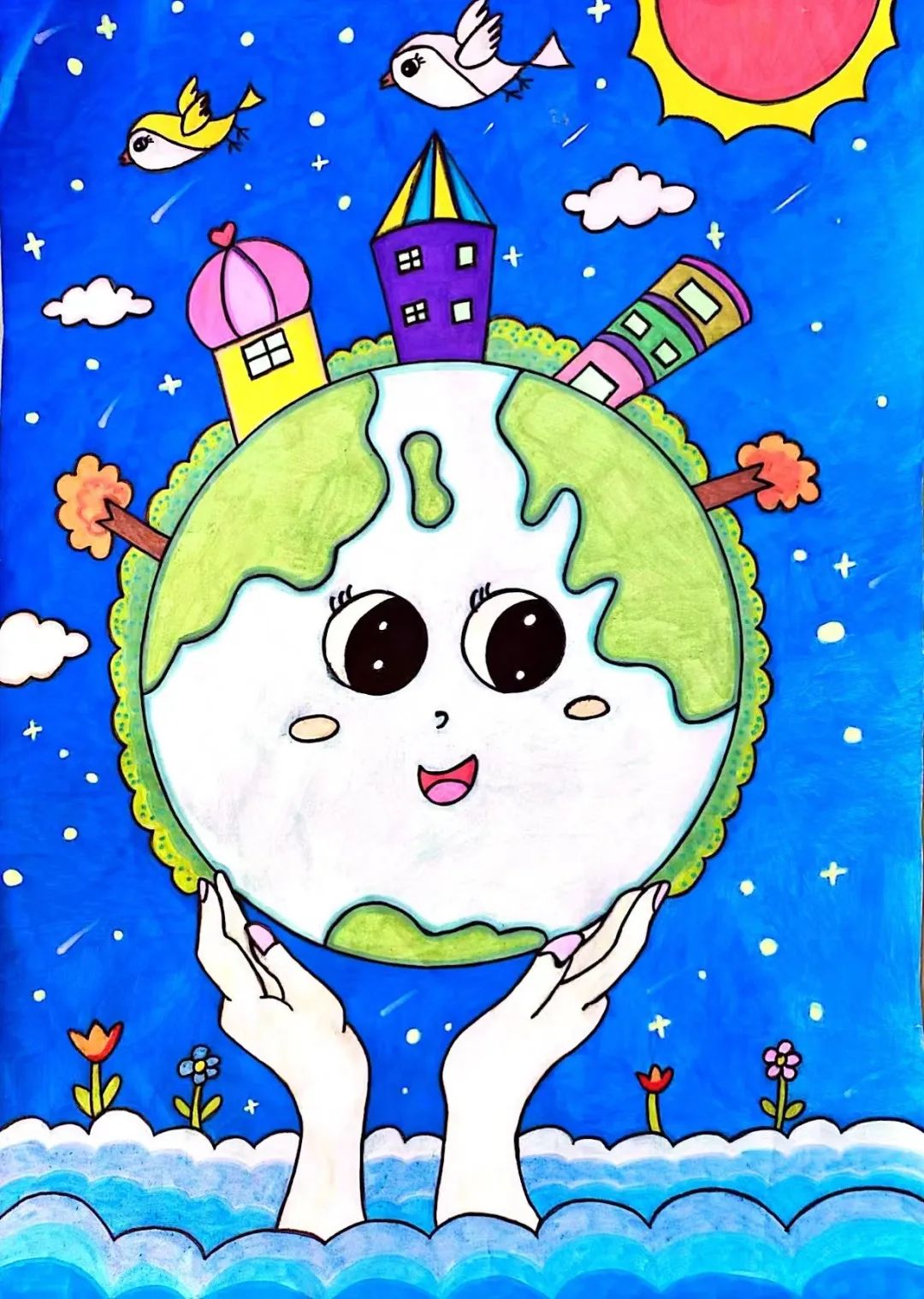 关于“同在蓝天下 地球是我家”的地球日儿童画-第7张