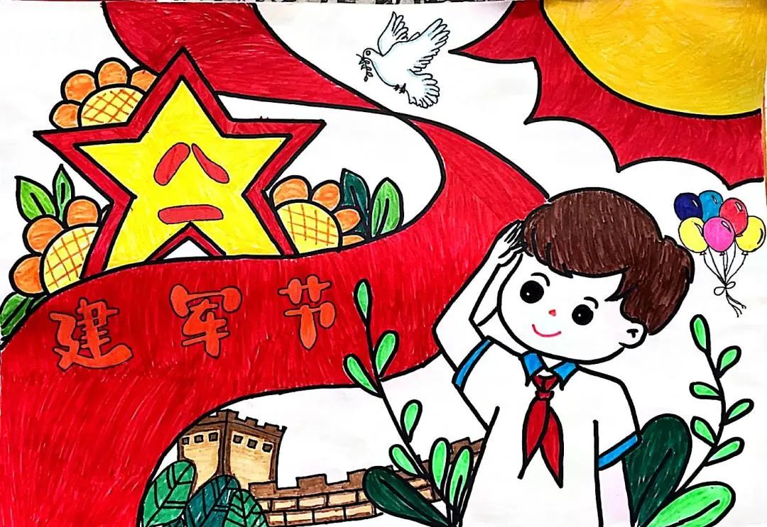 “八一建军节 向中国军人致敬”儿童画-第5张