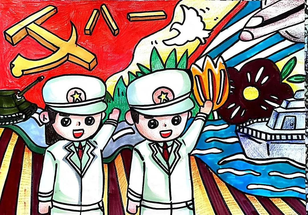 “八一建军节 向中国军人致敬”儿童画-第2张