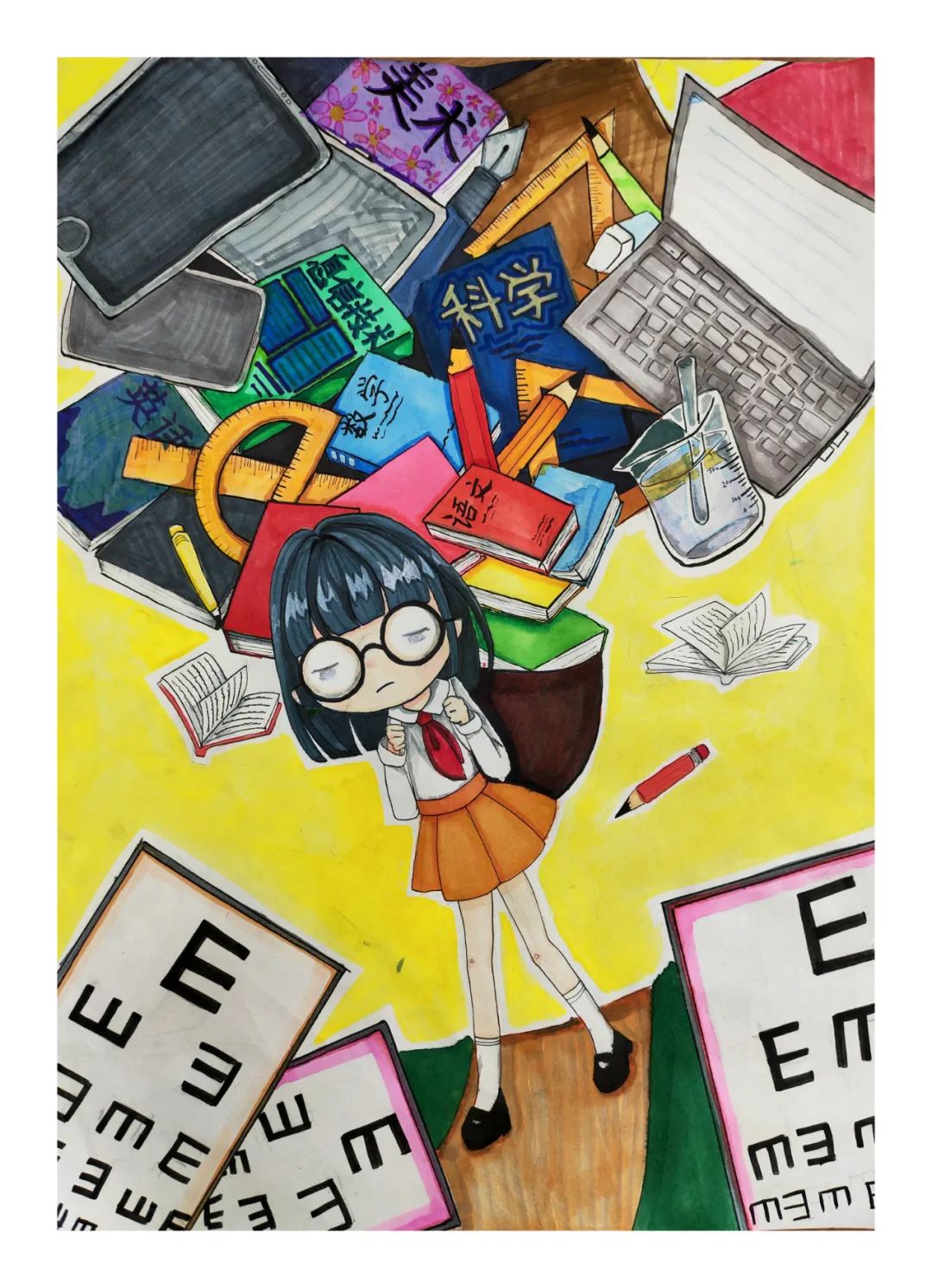 小学六年级爱眼护眼绘画精选-第6张