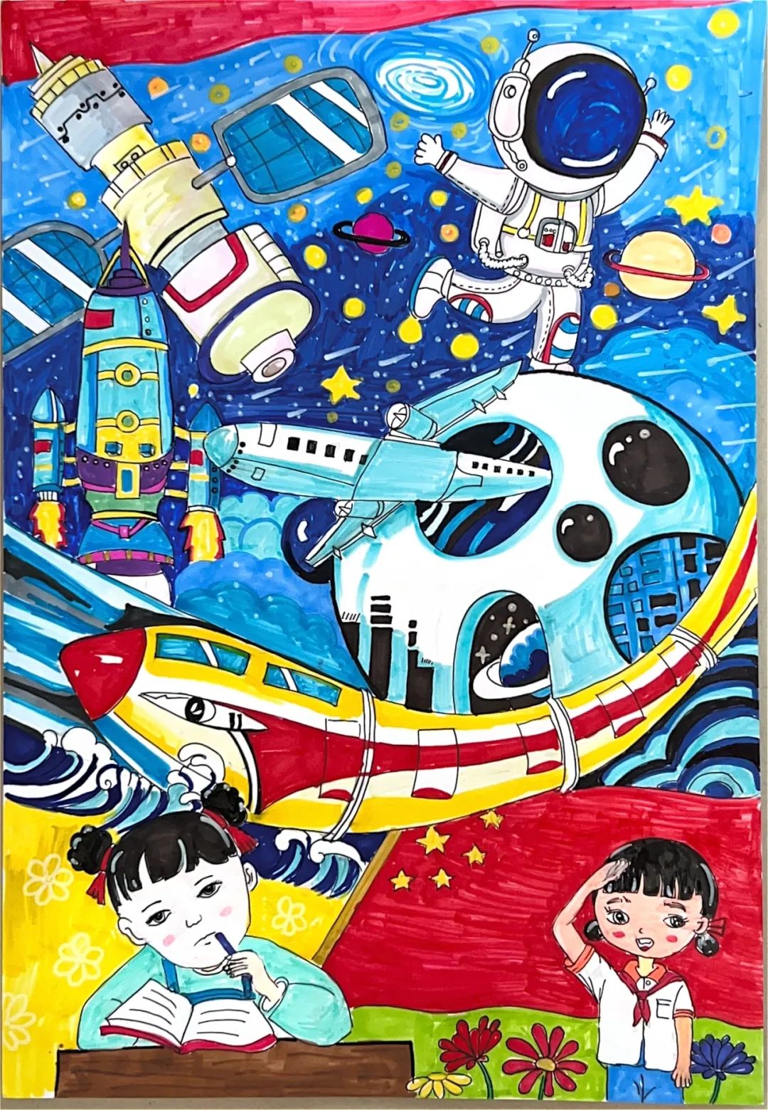 “少年儿童心向党 我与祖国共成长”儿童画-第3张