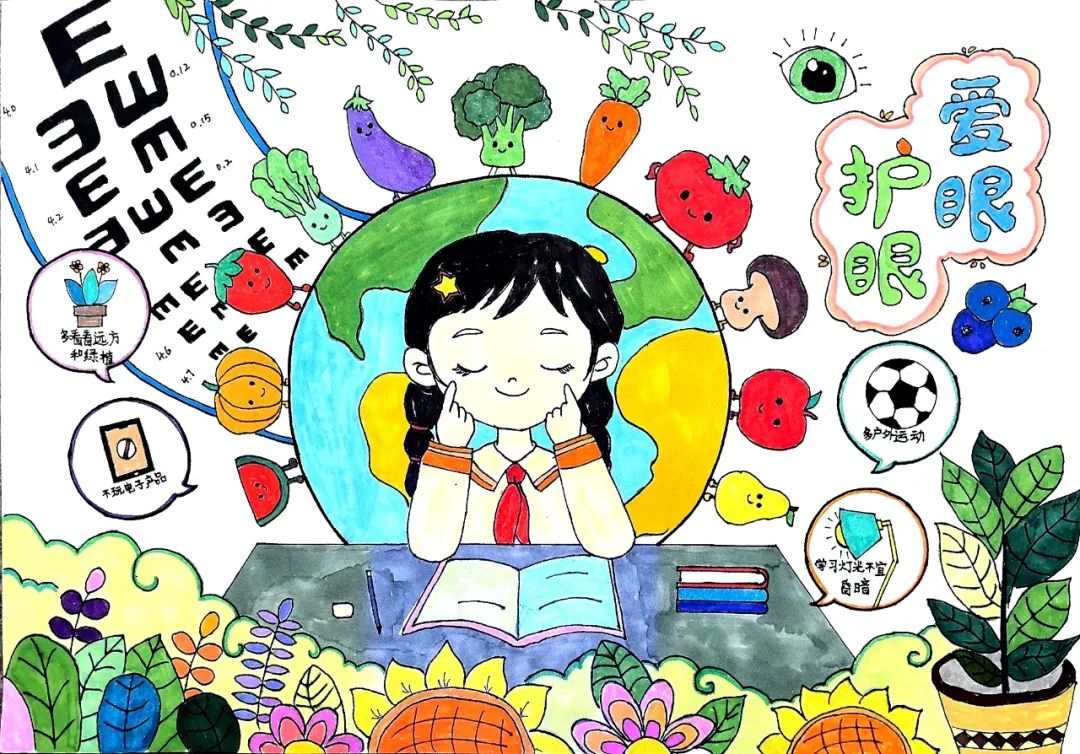 小学爱护眼睛的绘画第一名-第3张