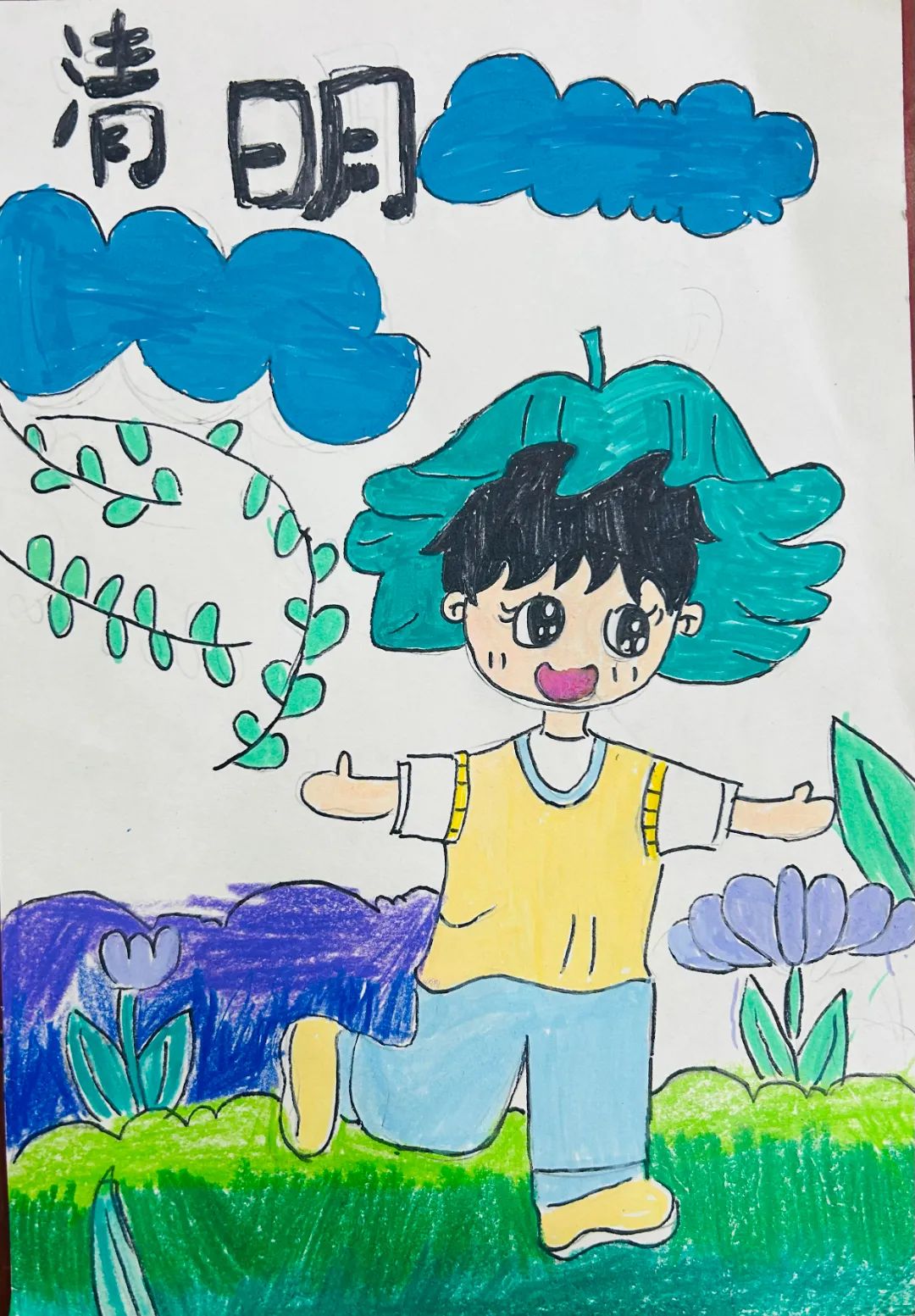 小学生清明节儿童画优秀作品-第6张