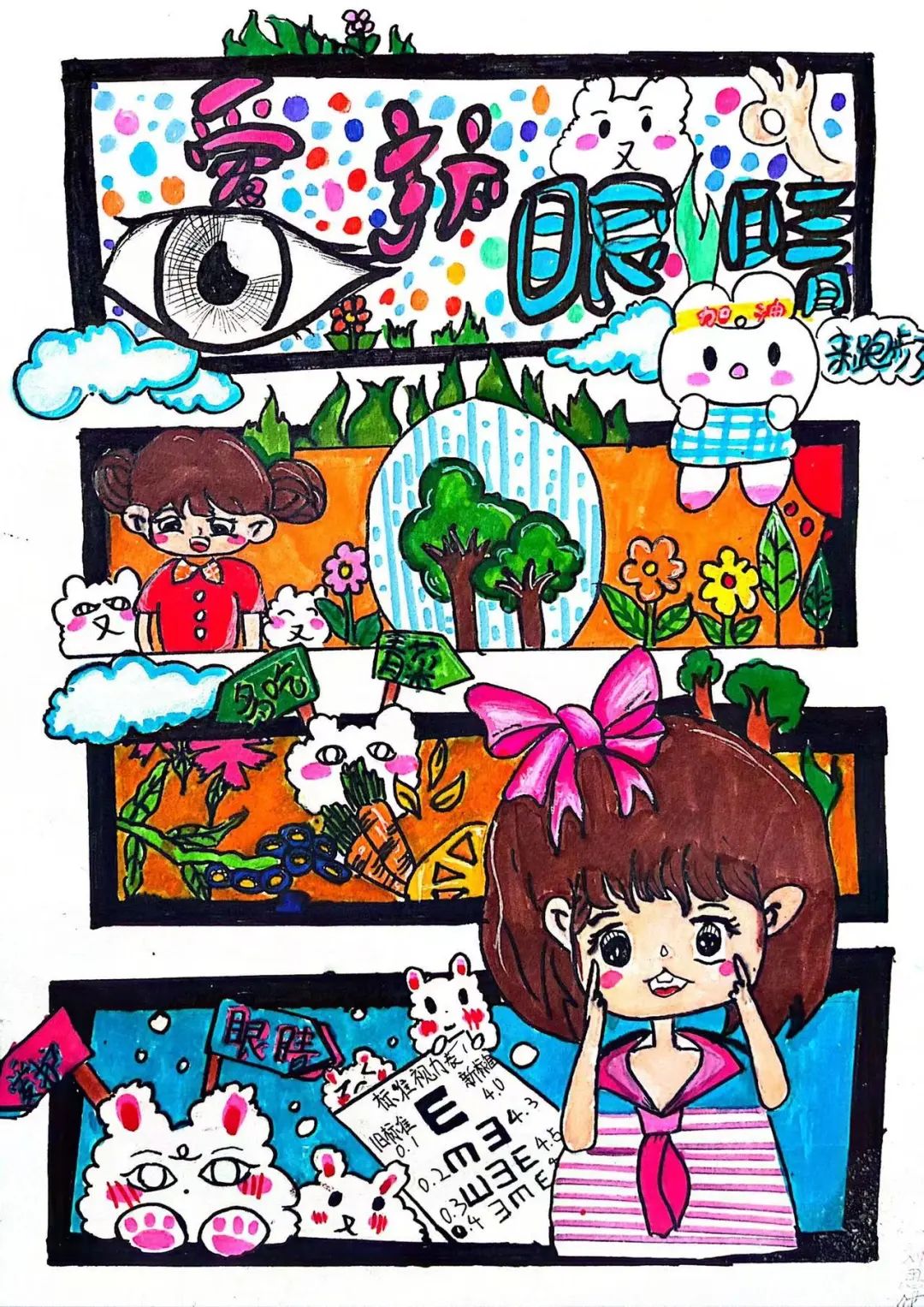 “保护视力 从小抓起”五年级儿童画-第5张