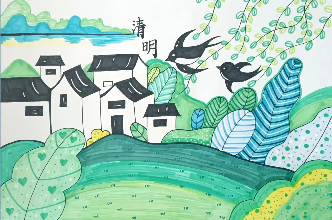 以清明为主题的儿童绘画-第5张