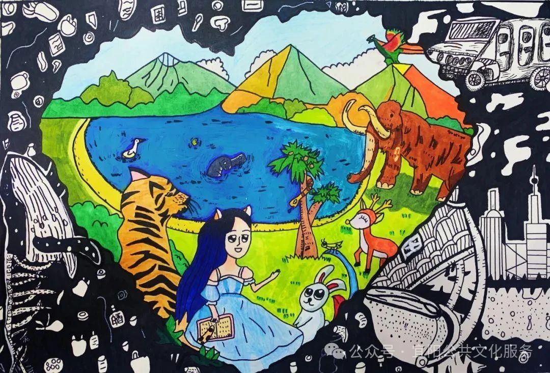 世界地球日绿色环保低碳绘画-第3张