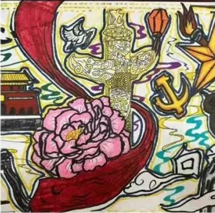 建党103周年儿童画作品《童心向党 喜迎七一》-第1张