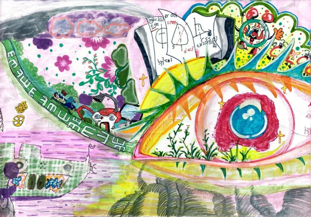 6张“画出明亮未来 守护心灵之窗”绘画作品展