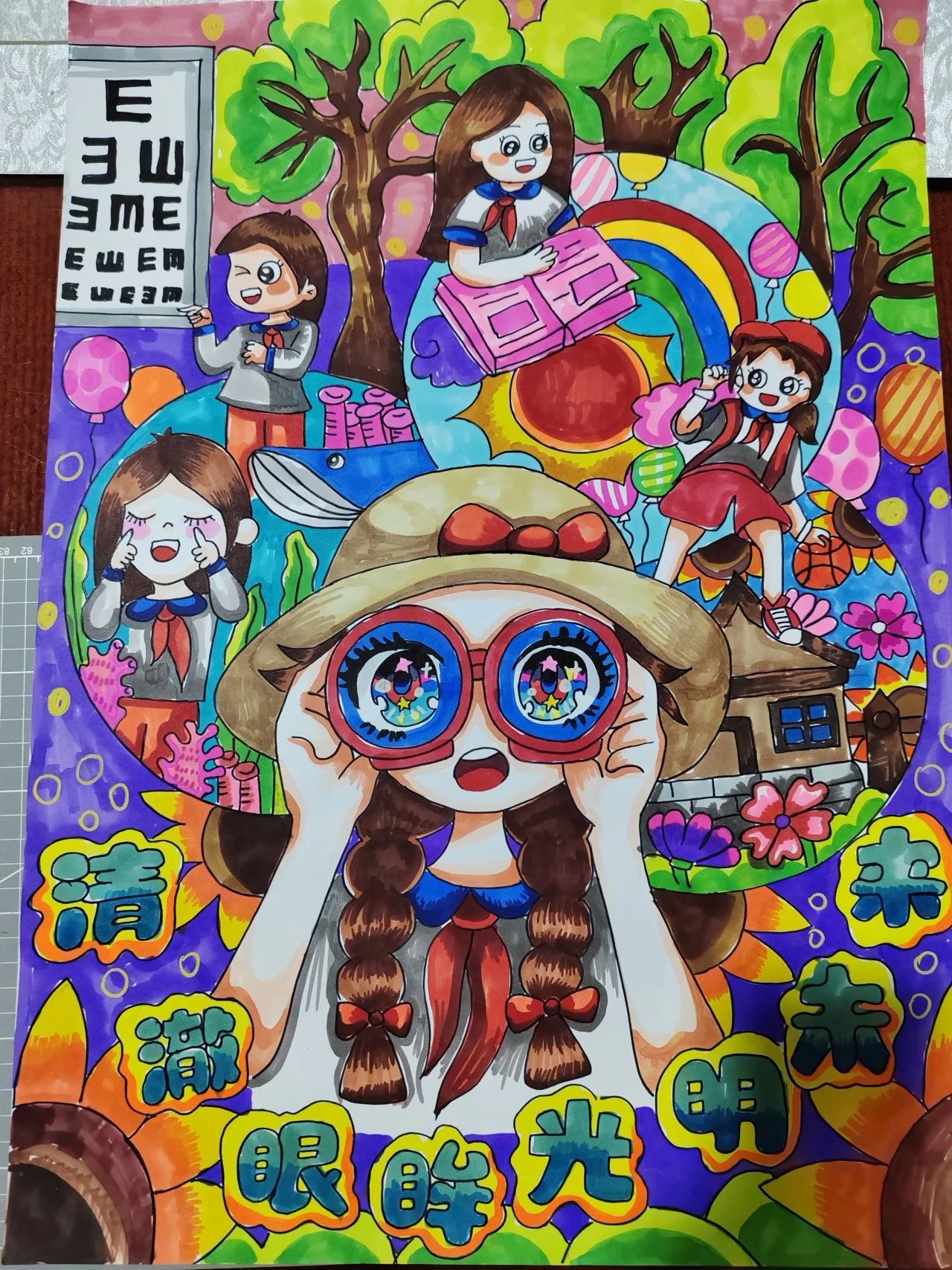 简单好看的《爱眼护眼 你我“瞳”行》儿童画-第2张