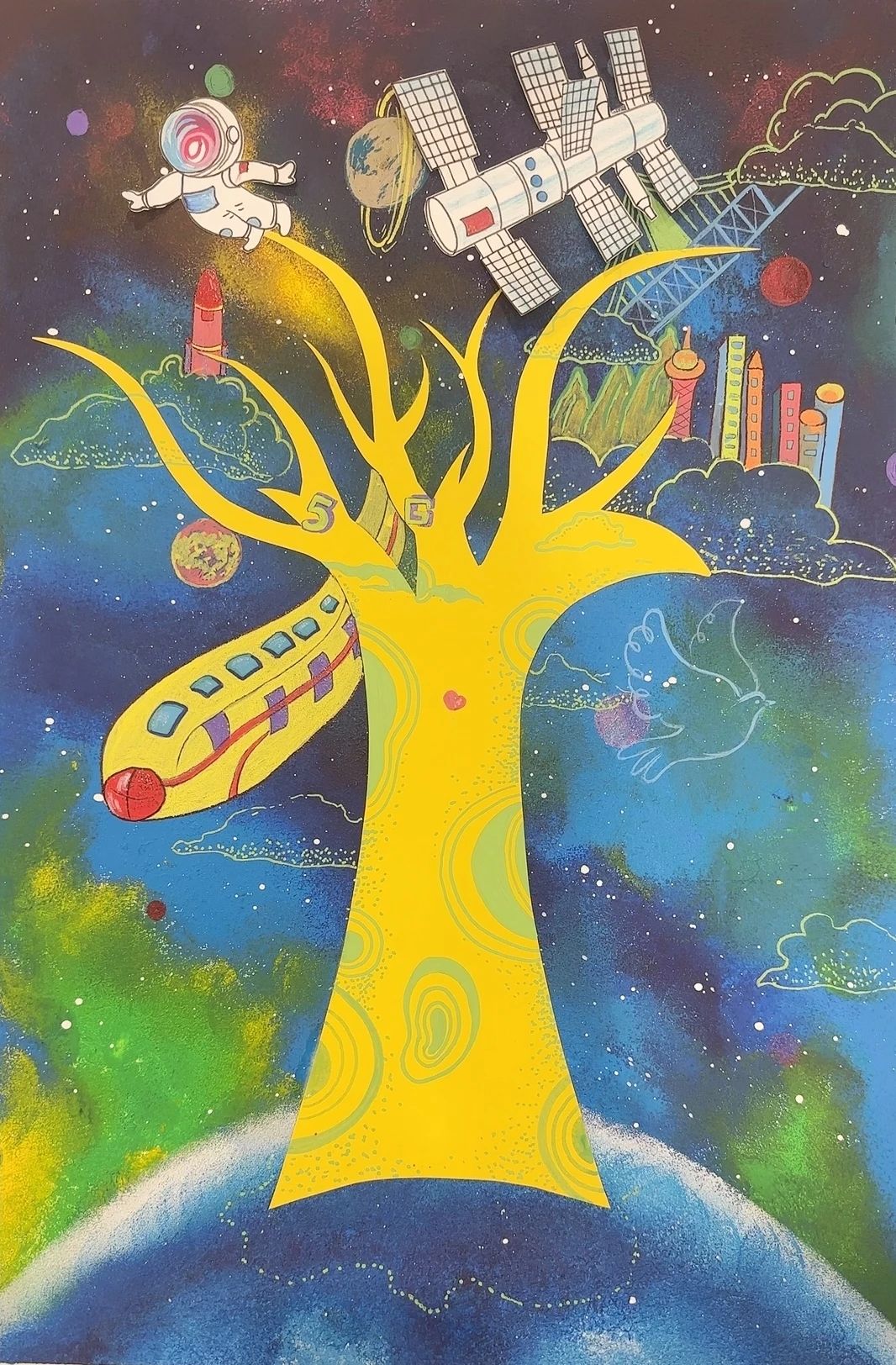 五张庆祝建国75周年优秀儿童画-第4张