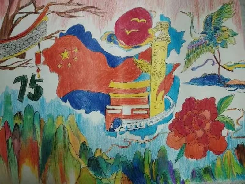 收藏!建国75周年优秀儿童画作品-第4张