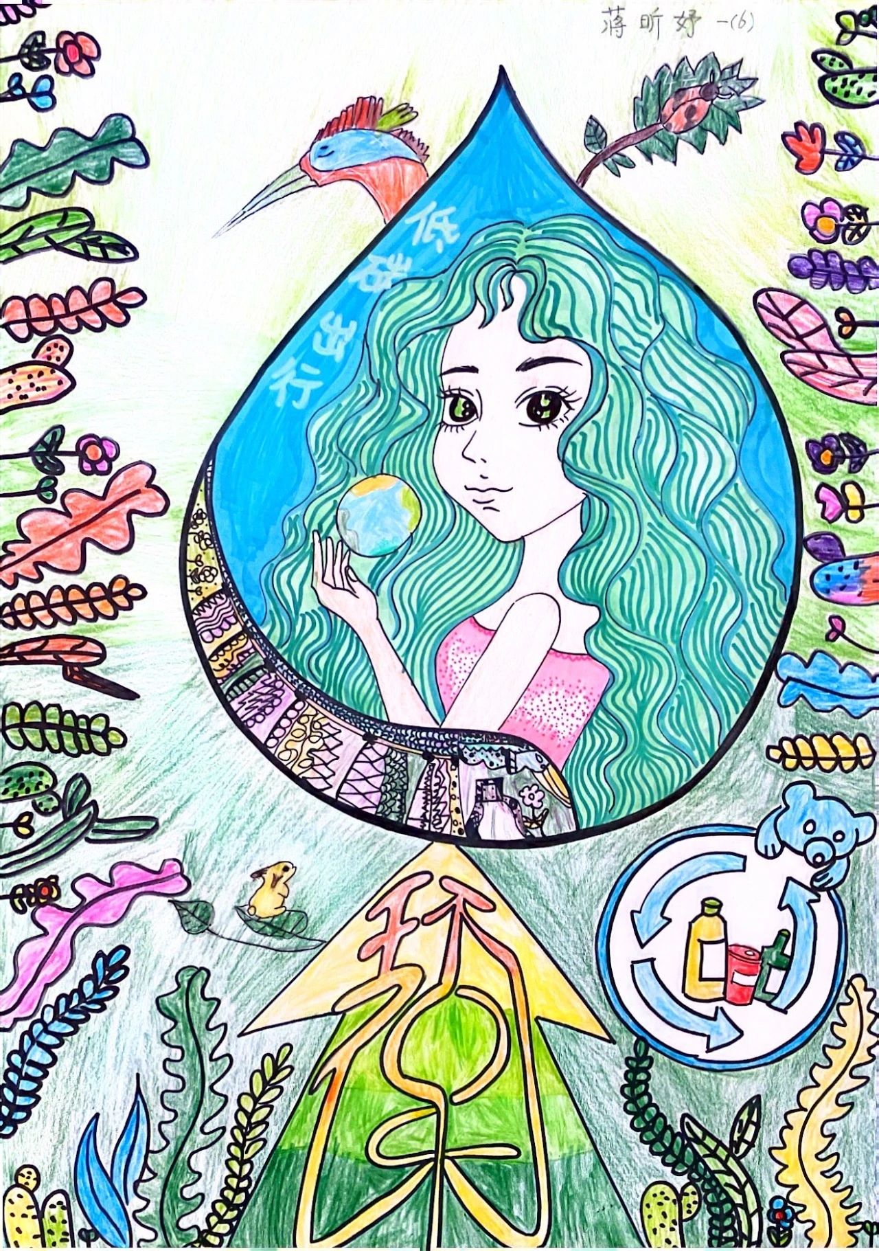 “让地球微笑 让地球呼吸”世界地球日儿童画-第3张