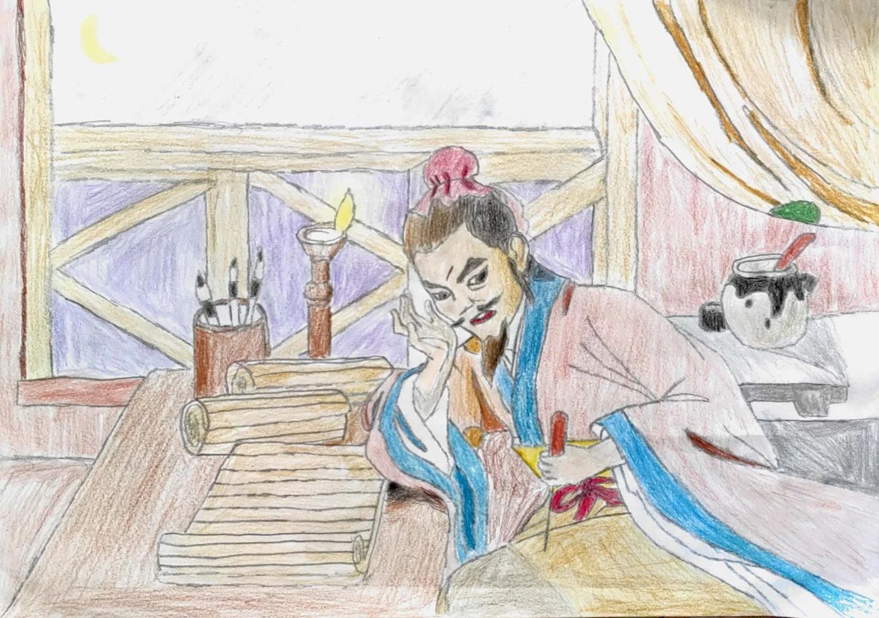 成语配画图片大全《悬梁刺股》