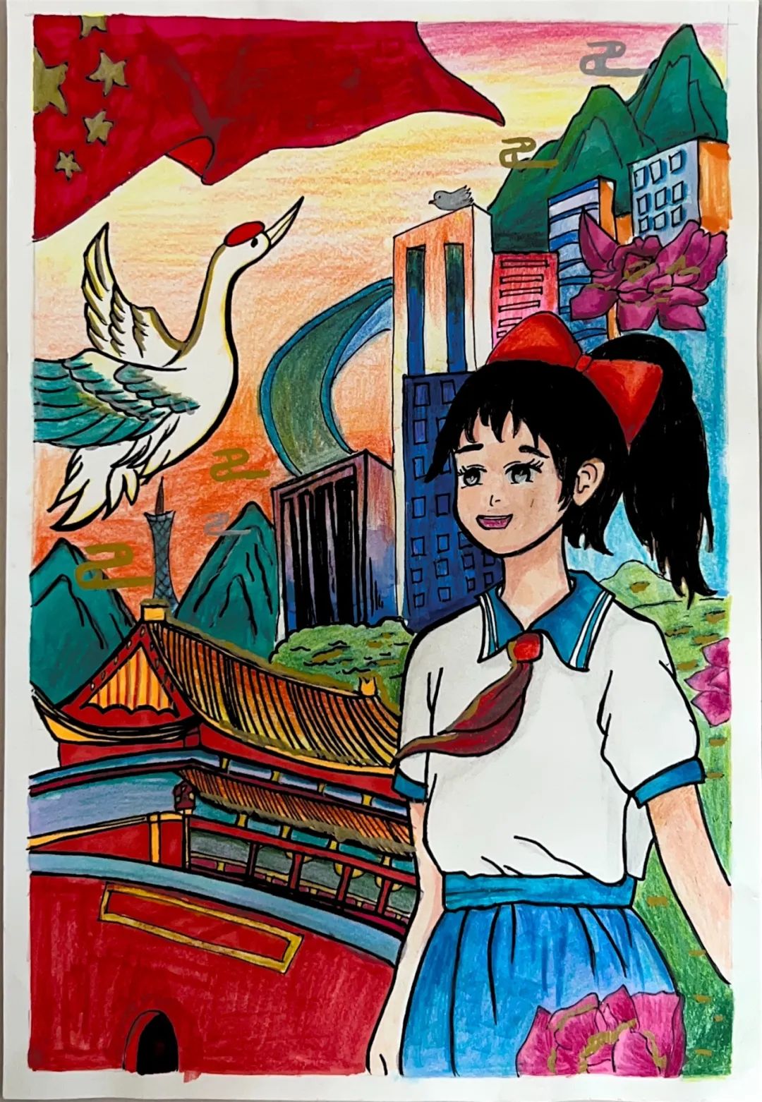 “少年儿童心向党 我与祖国共成长”儿童画-第1张