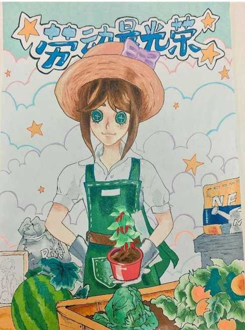 《劳动最光荣》2024儿童画图片-第1张
