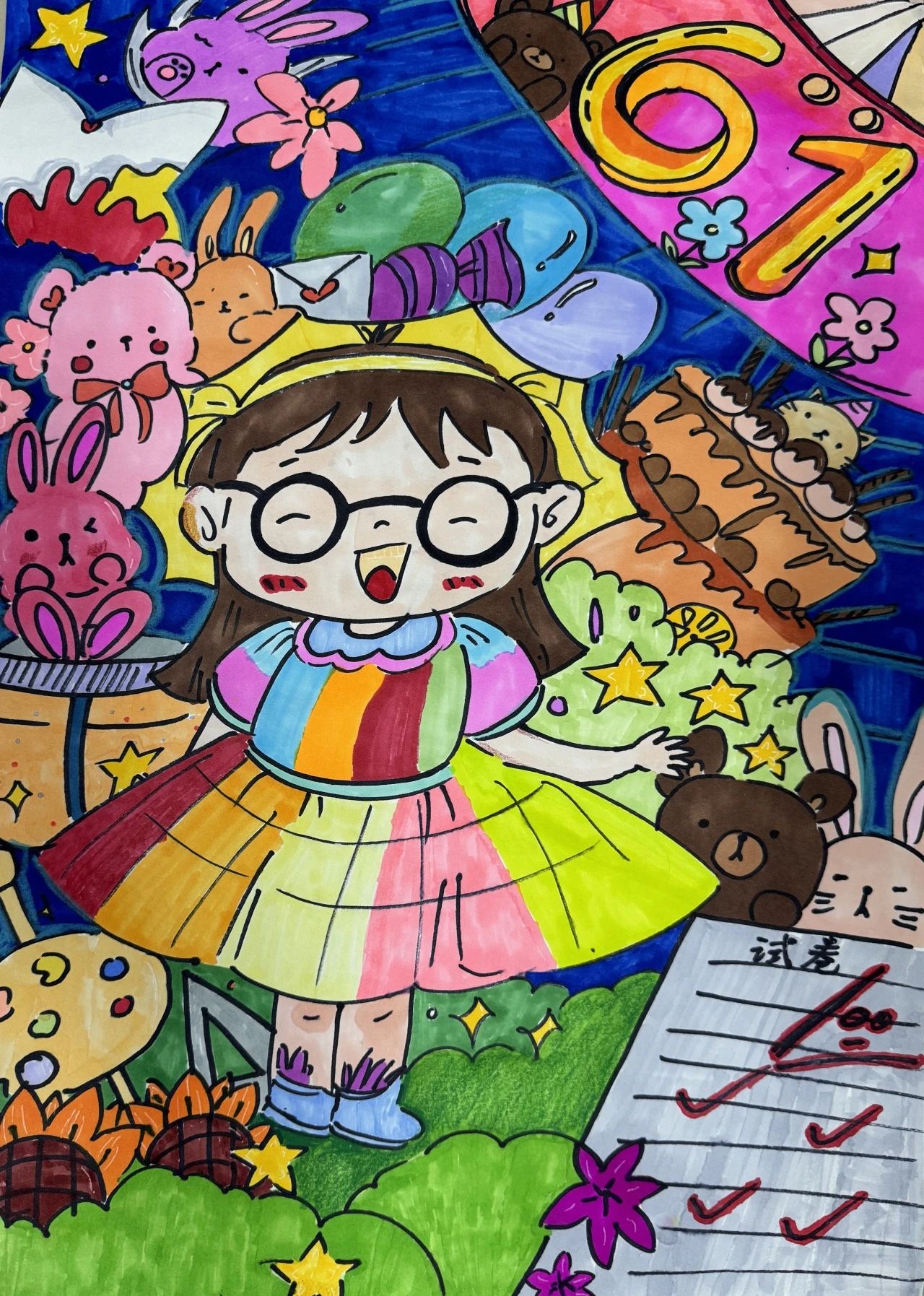 《五彩童画 趣绘六一》绘画作品-第3张